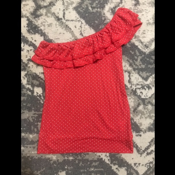 Ruffle one shoulder top mini polka dot rockabilly - Picture 1 of 3